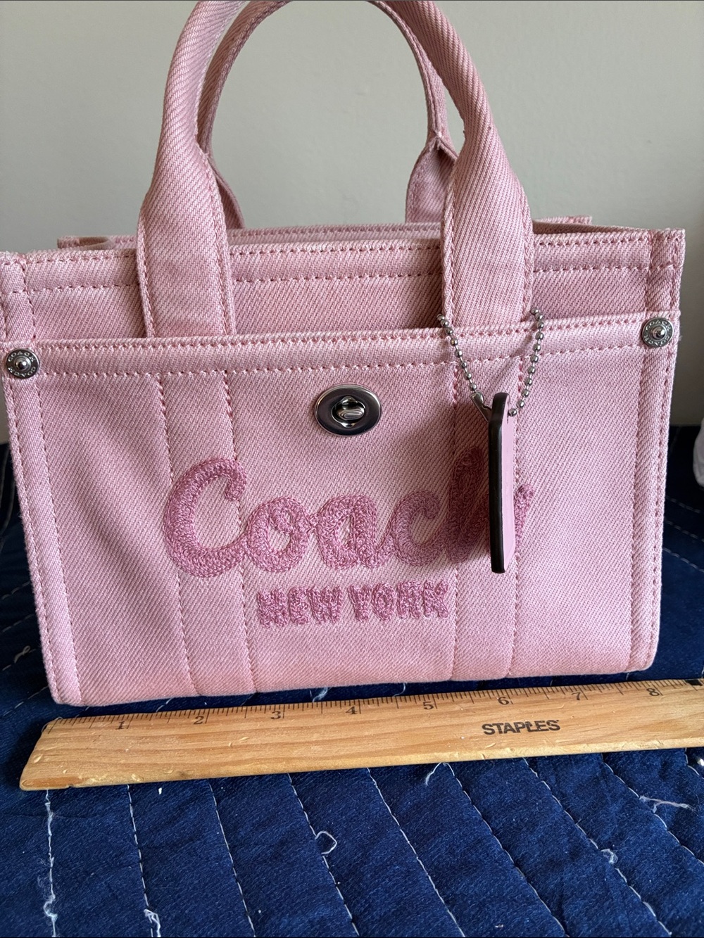 Coach Pink Demin Cargo Mini Tote Bag - Picture 9 of 11